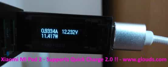 Xiaomi mi pad 2 supports quickcharge 2.0