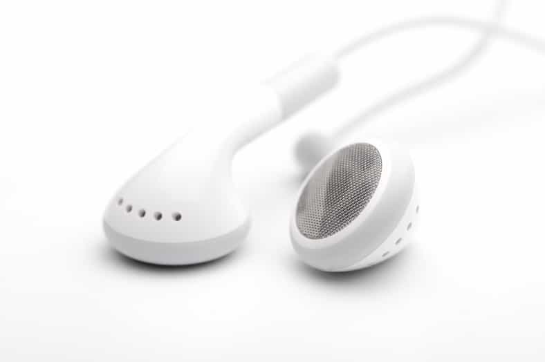 White headphones on a white background